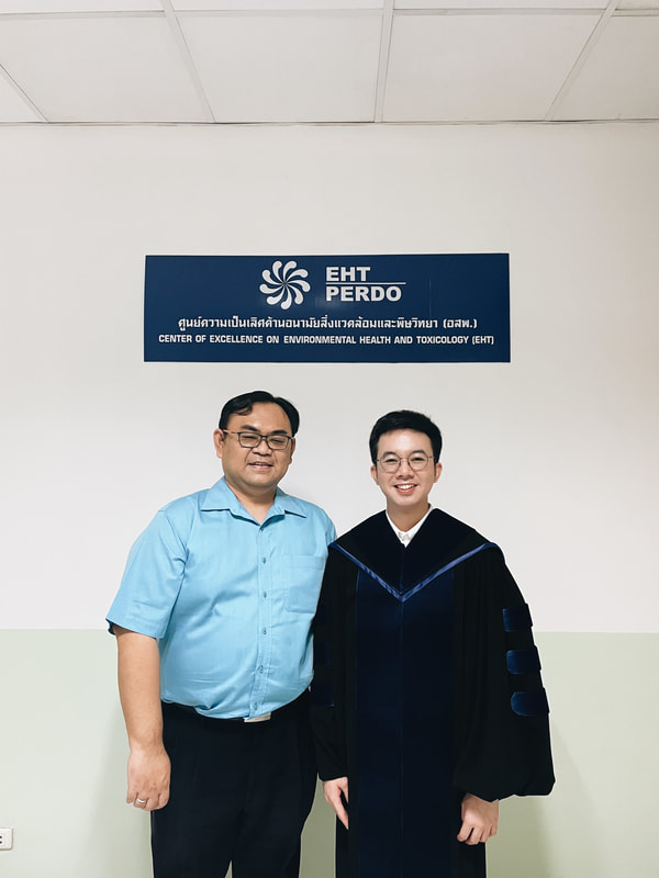 Pond with P'Ton, the Scientist of Center of Excellence on Environmental Health and Toxicology (EHT), Mahidol University (November 2023)