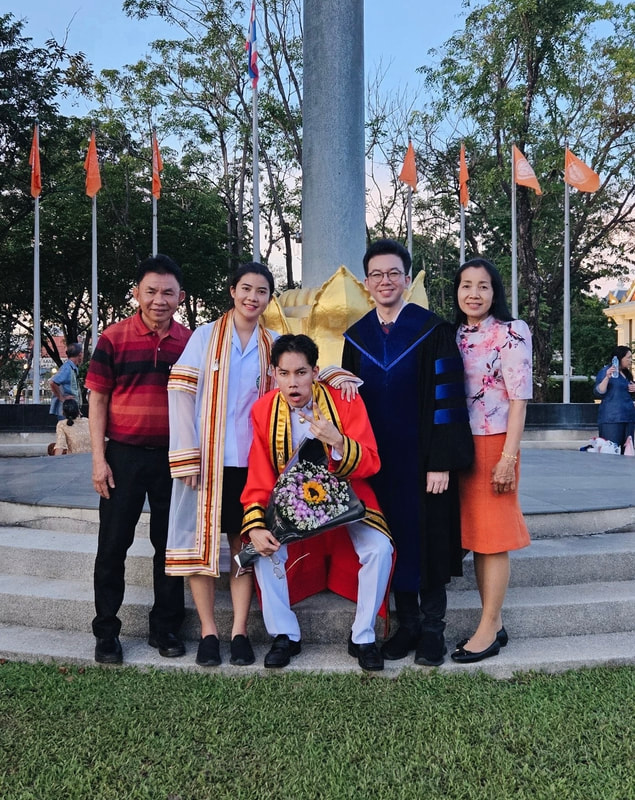 Pun's Graduation Ceremony. Congratulations to Pun, Pond's younger brother, for his successful graduation with the second-class honors from King Mongkut's Institute of Technology Ladkrabang in Bangkok (November 2023)