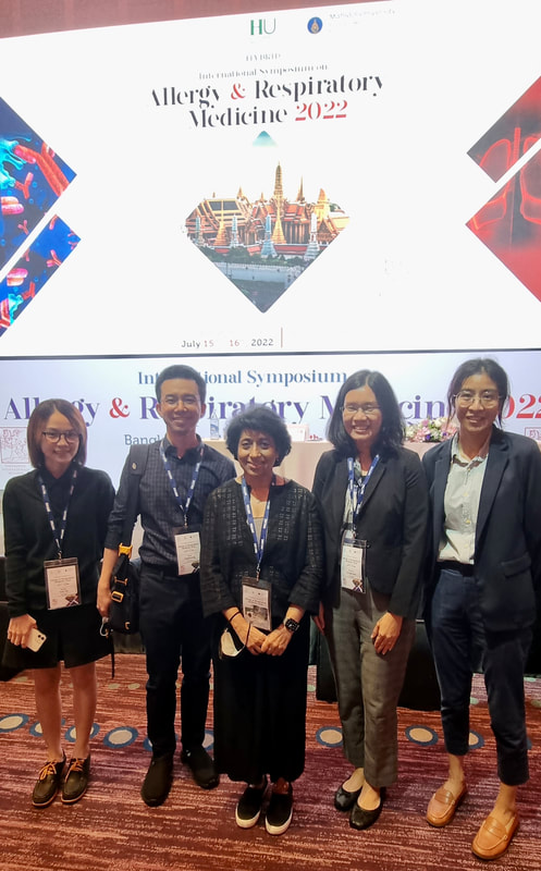 MUSC Allergy Lab Members with Prof. Ruby Pawankar at the Allergy & Respiratory Medicine 2022 at Avani+ Riverside Bangkok Hotel, Bangkok, Thailand (July 2022)