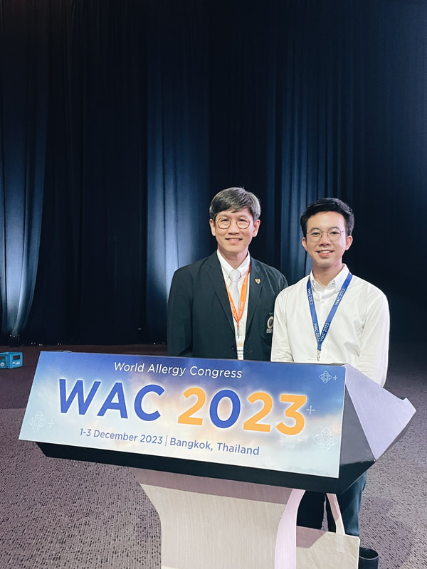 With Prof. Pongsakorn Tantilipikorn, the Head Siriraj Center of Research for Excellence in Allergy & Immunology, at WAC2023 in Bangkok (December 2023)