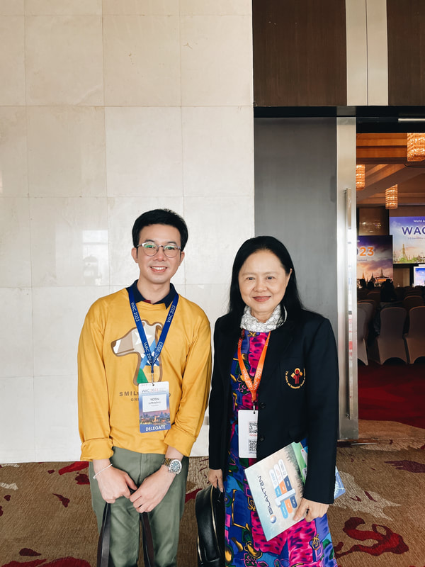 With Prof. Nualanong Visitsunthorn, a Pediatrist Specializing in Allergy and Clinical Immunology, at WAC2023 in Bangkok (December 2023)