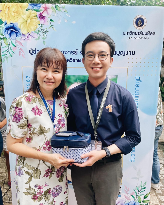 With Asst. Prof. Dr. Ngarmnij Chuenboonngarm at Retirement Ceremony 2024, Faculty of Science, Mahidol University, Bangkok (September 2024)