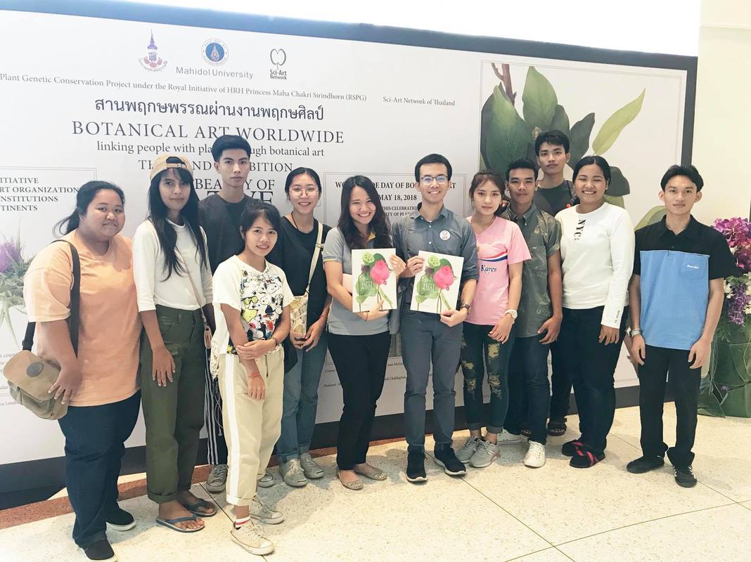 With Thai Student Artists at the Botanical Art Worldwide Thailand Exhibition: The Beauty of Native Thai Plants (May 2018)
